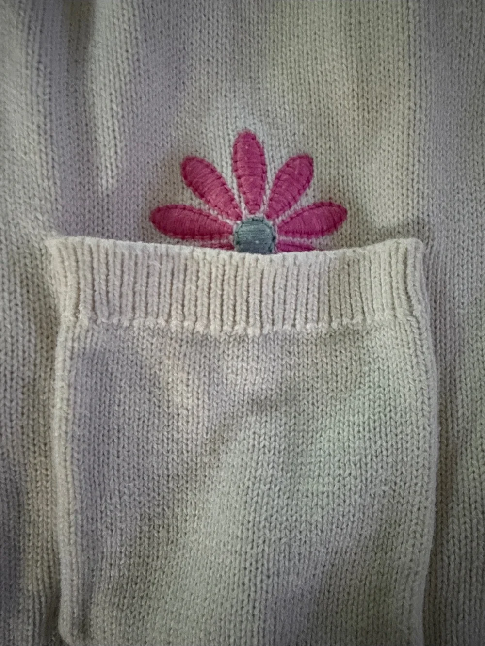 GAP Cream Cardigan with Rainbow Trim and Colorful Embroidered Accents